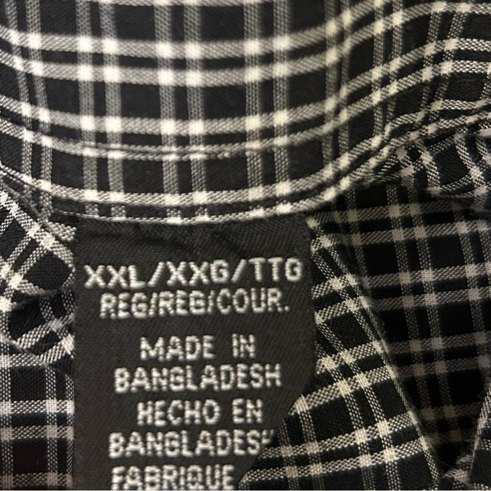 Wrangler Riata Black White Checkered Plaid Long Sleeve Button Down Shirt XXL - Picture 4 of 9